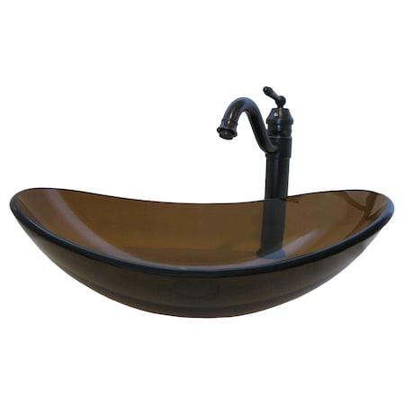 Novatto BABBUCCIA Glass Vessel Bathroom Sink Set, Oil Rubbed Bronze NSFC-324T359ORB